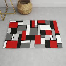 mid century modern color blocks in red