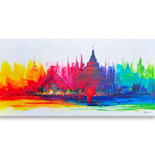 Colorful Abstract Pagoda Painting For