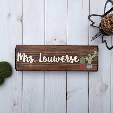 Customize a classroom banner, sign or a picture frame your teachers can proudly display in their classrooms. Cactus Desk Sign Teacher Desk Sign Teacher Gift Office Desk Deco Lillou Handmade