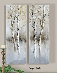 rustic birch tree hand painted panels