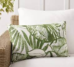 Palm Leaf Outdoor Lumbar Throw Pillow
