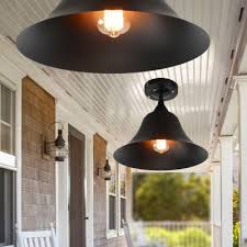 Black Bell Ceiling Lights Farmhouse Style Steel 1 Head Semi Flush Mount Light For Dining Table Beautifulhalo Com