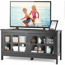 Modern Tv Stand Glass Door Storage Cabinet