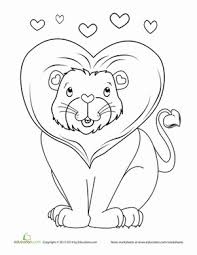 See more ideas about coloring pages, lion coloring pages, colouring pages. Valentine S Day Lion Worksheet Education Com
