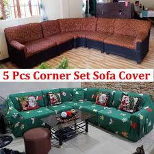 5 Pcs Corner Set Sofa Cover Stretchable