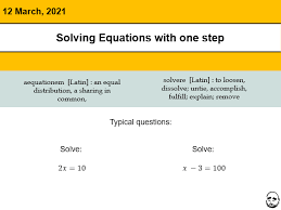 Solving One Step Equations Ticktockmaths