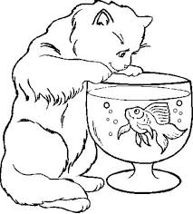 * * * * cat watching a fish swimming in a fishbowl coloring page. Cat Trying To Catch Fish In Fish Bowl Coloring Page Download Print Online Coloring Pages For Free Color Nimbus