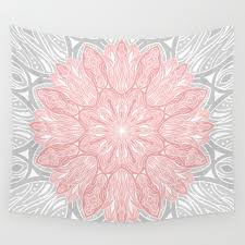 Mandala In Grey And Pink Wall Tapestry
