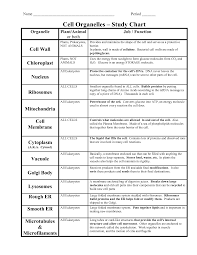 Animal Cell Organelles Their Functions Chart Science Cells
