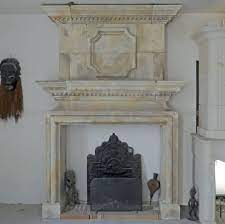 Stone Fireplace With Overmantle In
