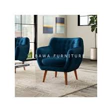 Jika ruang tamu memungkinkan maka bisa pasang sofa triple yang dirancang untuk bisa diduduki oleh 3 orang. Kursi Sofa Single Retro Minimalis Warna Navy Terbaru Furniture Jepara