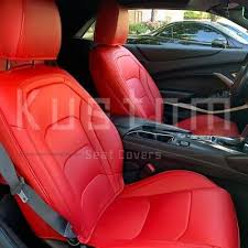 Red Puv Leather Seat Covers Set