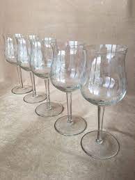 Etched Wine Glasses Tulip Shaped Heart