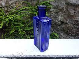 Antique Cobalt Blue Glass Poison Bottle