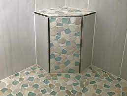 Shower Seat Sea Glass Stone Tile 41