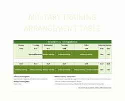 military training schedule templates