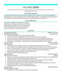 Assistant Video Editor Resume Sample Editor Resumes