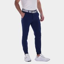 navy blue golf joggers with belt loops