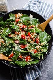 baby kale salad brown ricekaletomato