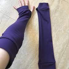 Handmade Purple Armwarmers With Finger Holes Cotton Blend Arm - Etsy