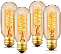 Edison Light Bulb 40 Watt Vintage Light Bulb Dimmable Incandescent Light Bulb 110v 130v E27 E26 Base Amber Warm T45 Tubular Shape Clear Glass Light Bulbs For Home Light Fixtures Amazon Com
