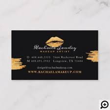 gold lips makeup artist business card