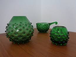 Italian Green Bubble Glass Vases Bowl
