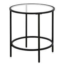 Blackened Bronze Round Glass Side Table