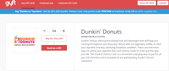 gyft 25 dunkin donuts giftcard for