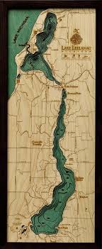 Lake Leelanau Michigan Wood Carved Topographic Depth Chart
