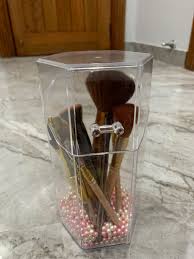 acrylic makeup brush holder with pearls