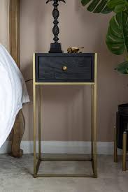 Black Wood And Brass Leg Bedside Table