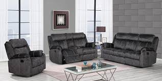 U7303 Domino Granite Microfiber Reclining Sofa Set W Console 3pcs Global Usa