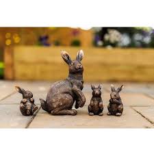 4x Rabbit Garden Ornaments Bunny Family