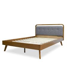 demi grey fabric queen platform bed