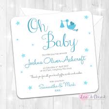 Personalised Blue Oh Baby Birth Announcement Cards Baby