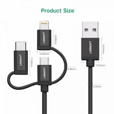 Ugreen 3in1 Usb Cable Micro Lighting Usb C Blk Alphastore Kuwait