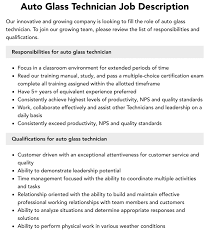 Auto Glass Technician Job Description