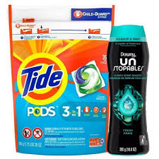 (*stain removal of 1 dose vs. Tide Pods Clean Breeze Laundry Detergent Pacs Downy Unstopables In Wash Fresh Scented Booster Beads Bundle Target
