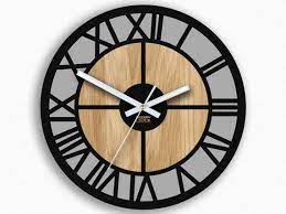 Large Wood Clock Loft Wall Clock Black