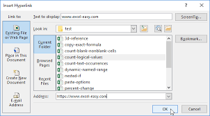 insert hyperlinks in excel quickly and