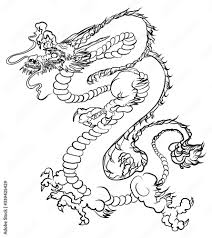 hand drawn silhouette dragon chinese