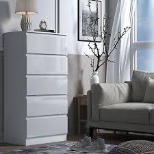 modern high gloss white narrow chest of