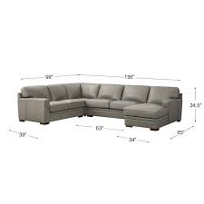Sworth Gray Leather 4 Piece Sectional With Right Facing Chaise Amax Leather