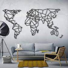 Metal Wall Art World Map Wall Decor
