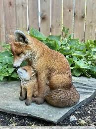 Red Fox Mother And Cub Statue Resin