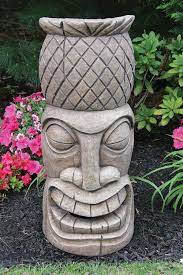 Pineapple Tiki Face Garden Sculpture