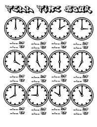 Wikijunior Tell Time Clock Coloring Book 12 Hour Chart