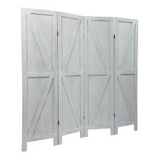 4 Panel White Wood Privacy Room Divider