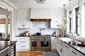 white cabinets and black countertops